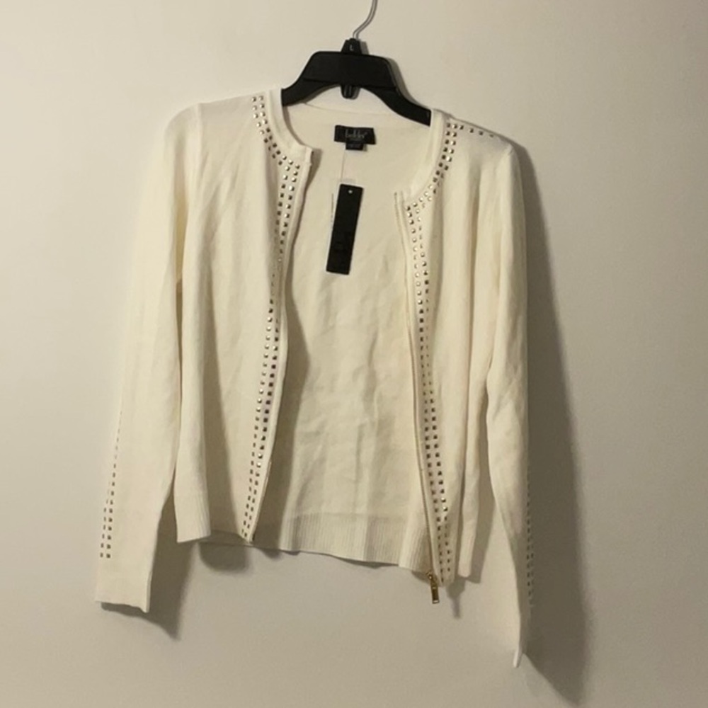 Belldini White Cardigan Sweater Knit Lightweight